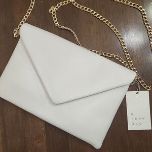 A New Day Gold Chain Off White Clutch